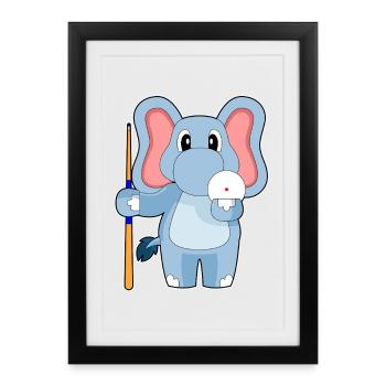 Elephant Billiard Cue - Framed poster (27 × 37 cm) - black - Front