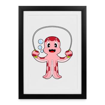 Octopus Jumping Rope Skipping Rope Fitness - Framed poster (27 × 37 cm) - black - Front
