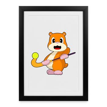 Hamster Bâton de Hockey sur Gazon - Affiche encadrée (27 × 37 cm) - noir - Devant