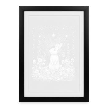 Boho Bunny Printemps Lapin Motif Bohème Cottagecore - Affiche encadrée (27 × 37 cm) - noir - Devant