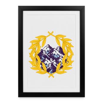 Austria Mountaineering Mountain Mountaineer Laurel Wreath - Framed poster (27 × 37 cm) - black - Front