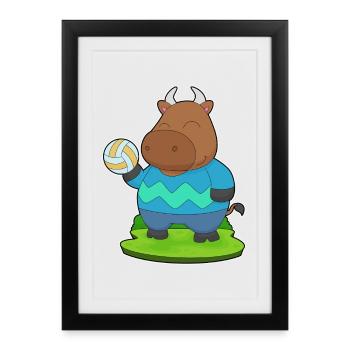 Bull Volleyball Player Volleyball - Framed poster (27 × 37 cm) - black - Front