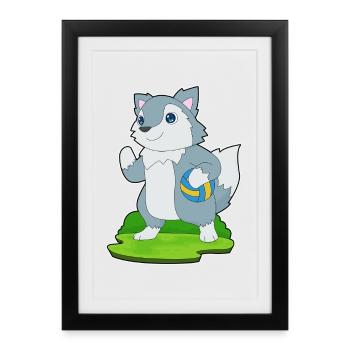 Wolf Volleyball Player Volleyball - Framed poster (27 × 37 cm) - black - Front