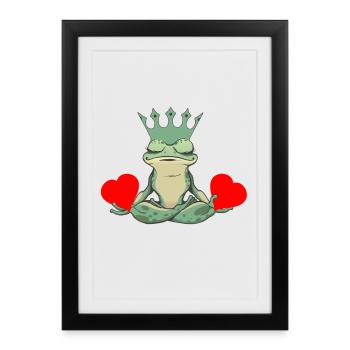 Grenouille de la Saint-Valentin Grenouilles Coeur Crapaud Roi - Affiche encadrée (27 × 37 cm) - noir - Devant