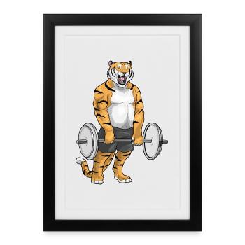 Tiger Bodybuilder Barbell Bodybuilding - Framed poster (27 × 37 cm) - black - Front