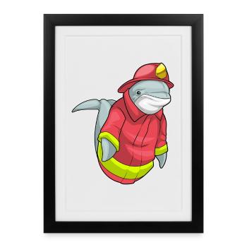 Dolphin Firefighter Fire Brigade - Framed poster (27 × 37 cm) - black - Front