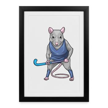 Ratte Feldhockey Hockeyschläger - Gerahmtes Poster (27 × 37 cm) - Schwarz - Vorne