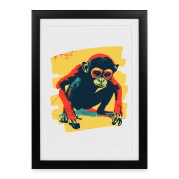 Singe - Affiche encadrée (27 × 37 cm) - noir - Devant