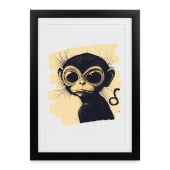 Singe - Affiche encadrée (27 × 37 cm) - noir - Devant