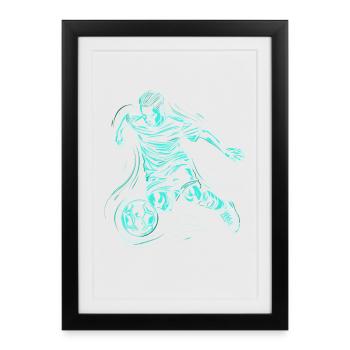 Soccer Boy Drawing - Framed poster (27 × 37 cm) - black - Front