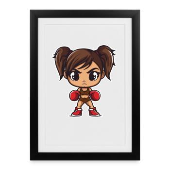 Boxing Girl Cartoon - Framed poster (27 × 37 cm) - black - Front