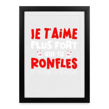 Saint Valentin 2026 Homme Femme Couple Ronfle - Affiche encadrée (27 × 37 cm) - noir - Devant