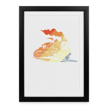 Train à vapeur d’époque - Affiche encadrée (27 × 37 cm) - noir - Devant