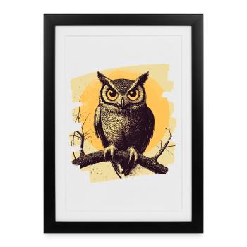 Owl - Framed poster (27 × 37 cm) - black - Front