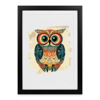 Hibou - Affiche encadrée (27 × 37 cm) - noir - Devant