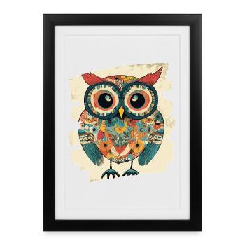 Hibou - Affiche encadrée (27 × 37 cm) - noir - Devant