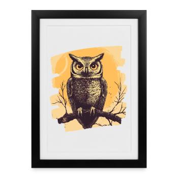 Owl - Framed poster (27 × 37 cm) - black - Front