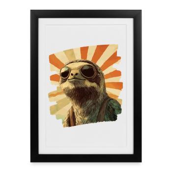 Paresseux Rétro - Affiche encadrée (27 × 37 cm) - noir - Devant