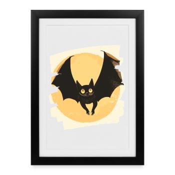 Chauve-souris rétro - Affiche encadrée (27 × 37 cm) - noir - Devant