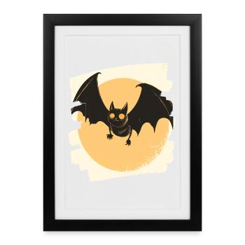 Chauve-souris rétro - Affiche encadrée (27 × 37 cm) - noir - Devant
