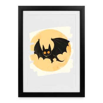 Chauve-souris rétro - Affiche encadrée (27 × 37 cm) - noir - Devant