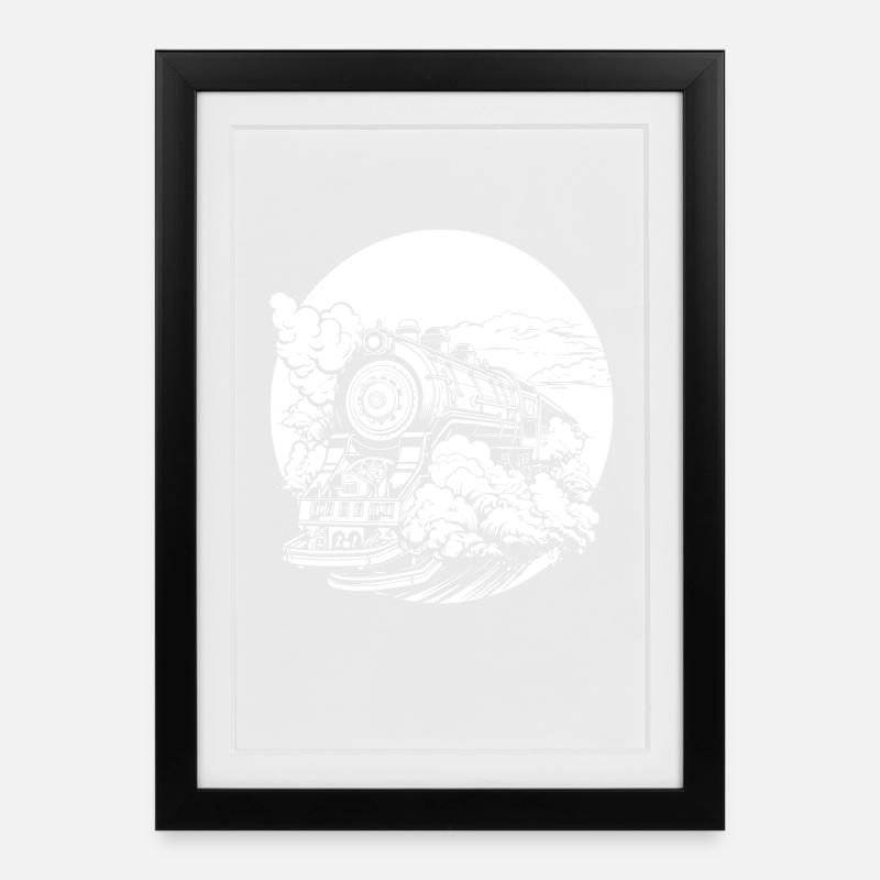 Zug - Gerahmtes Poster (27 × 37 cm) - Schwarz