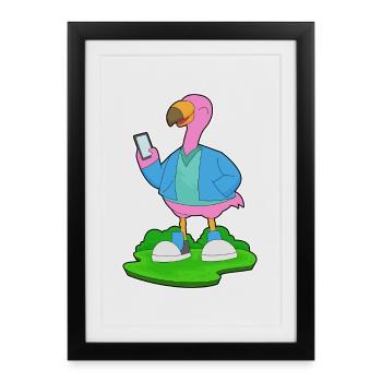 Flamingo Smartphone - Affiche encadrée (27 × 37 cm) - noir - Devant