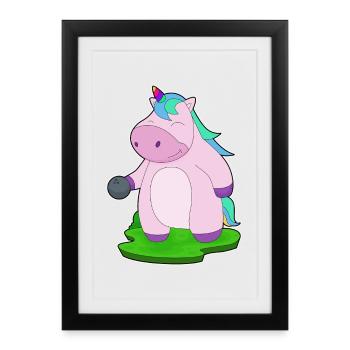 Licorne Bowling Boule de bowling - Affiche encadrée (27 × 37 cm) - noir - Devant