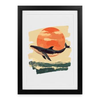 Baleine Rétro - Affiche encadrée (27 × 37 cm) - noir - Devant