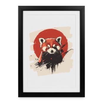 Panda roux rétro - Affiche encadrée (27 × 37 cm) - noir - Devant