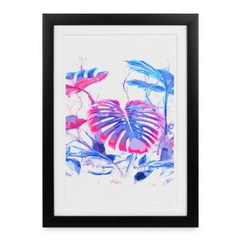 Plante Monstera au néon - Affiche encadrée (27 × 37 cm) - noir - Devant