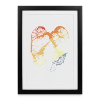 Gants de boxe rétro - Affiche encadrée (27 × 37 cm) - noir - Devant
