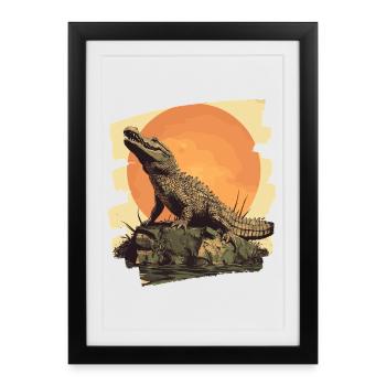 Crocodile Rétro - Affiche encadrée (27 × 37 cm) - noir - Devant