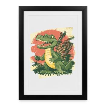 Crocodile Rétro - Affiche encadrée (27 × 37 cm) - noir - Devant