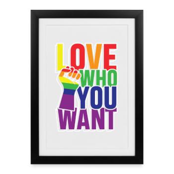 Love who you want - Gerahmtes Poster (27 × 37 cm) - Schwarz - Vorne