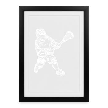 Lacrosse Player Drawing - Framed poster (27 × 37 cm) - black - Front
