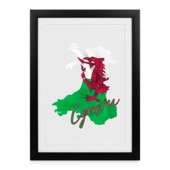 Flag of Wales, Welsh pride - Framed poster (27 × 37 cm) - black - Front
