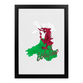 Flag of Wales, Welsh pride - Framed poster (27 × 37 cm) - black - Front