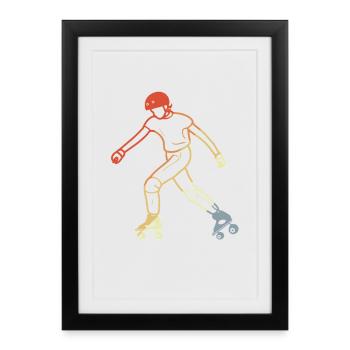Patins à roulettes look vintage - Affiche encadrée (27 × 37 cm) - noir - Devant
