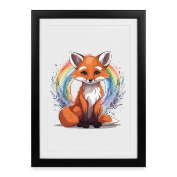 Rainbow Fox Foxes Vixen Child - Framed poster (27 × 37 cm) - black - Front