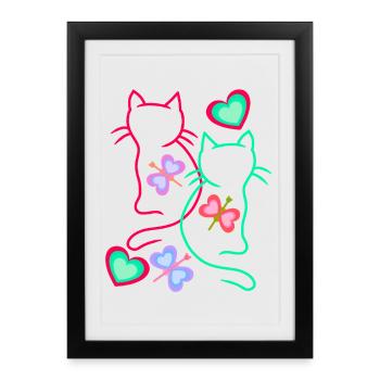 Bébés chats Enfant Tout-petits pour Enfants Chat - Affiche encadrée (27 × 37 cm) - noir - Devant
