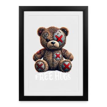 Câlins gratuits Teddy Bear - Affiche encadrée (27 × 37 cm) - noir - Devant