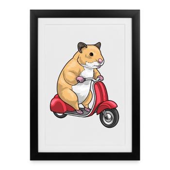 Hamster Scooter - Affiche encadrée (27 × 37 cm) - noir - Devant