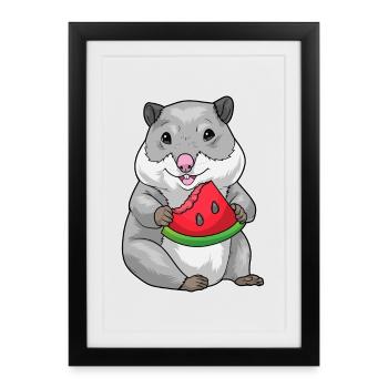 Hamster Pastèque - Affiche encadrée (27 × 37 cm) - noir - Devant