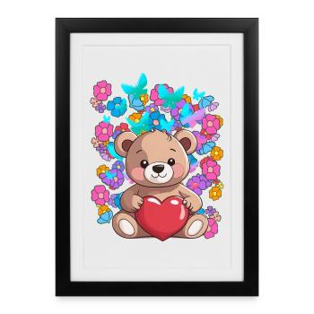 Valentine's Day Teddy Heru Teddy Bear Bear Child - Framed poster (27 × 37 cm) - black - Front