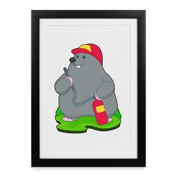 Mole Firefighter Fire Extinguisher - Framed poster (27 × 37 cm) - black - Front