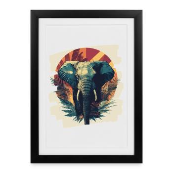 Elefant - Gerahmtes Poster (27 × 37 cm) - Schwarz - Vorne