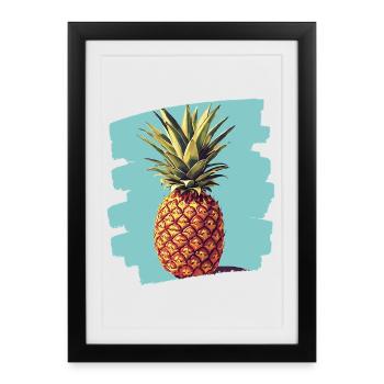 Ananas 3 png - Affiche encadrée (27 × 37 cm) - noir - Devant