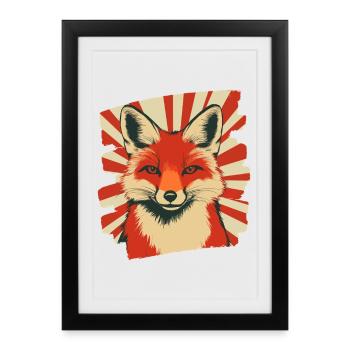 Renard Rétro - Affiche encadrée (27 × 37 cm) - noir - Devant