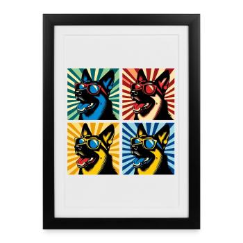 Schäfer Pop Art Bär, Teddy, Keks, Waffeln - Gerahmtes Poster (27 × 37 cm) - Schwarz - Vorne